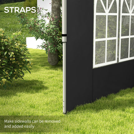 2 Pack Gazebo Side Panels with Windows for 3x3m/3x4m Canopy - Black