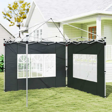 2 Pack Gazebo Side Panels with Windows for 3x3m/3x4m Canopy - Black