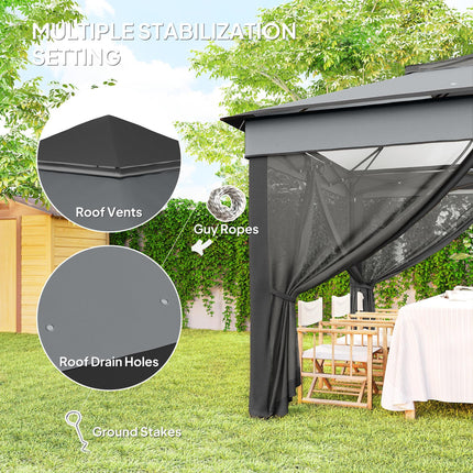 3x3 Metre Pop Up Gazebo Set with Netting and Carry Bag - Grey