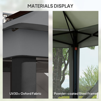3x3 Metre Pop Up Gazebo Set with Netting and Carry Bag - Grey