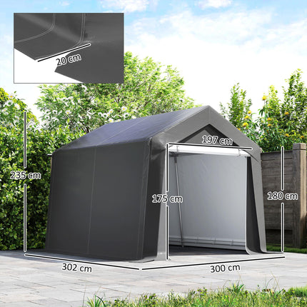 3 x 3 Metre Waterproof Garden Storage Shed with Ventilation Window - Dark Grey