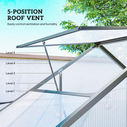 6 Foot Polycarbonate Greenhouse with Sliding Door and Rain Gutter - Dark Grey