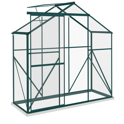 6 Foot Polycarbonate Greenhouse with Sliding Door and Rain Gutter - Green