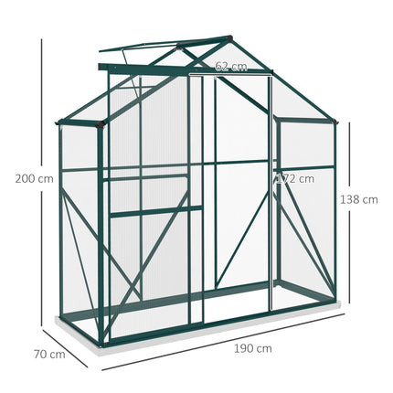 6 Foot Polycarbonate Greenhouse with Sliding Door and Rain Gutter - Green