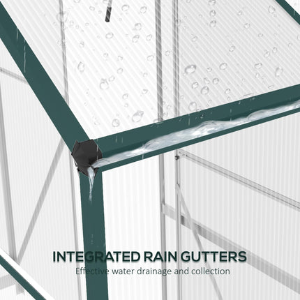 6 Foot Polycarbonate Greenhouse with Sliding Door and Rain Gutter - Green