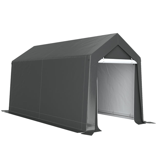 3.6 x 2.1m Portable Outdoor Storage Shed with Window - Dark Grey
