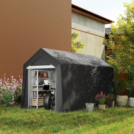 3.6 x 2.1m Portable Outdoor Storage Shed with Window - Dark Grey