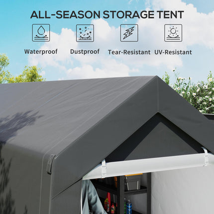 3.6 x 2.1m Portable Outdoor Storage Shed with Window - Dark Grey