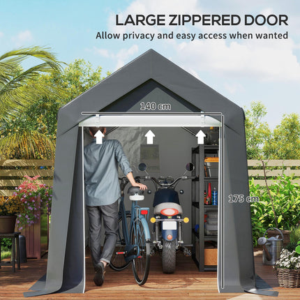 3.6 x 2.1m Portable Outdoor Storage Shed with Window - Dark Grey