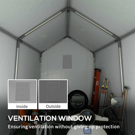 3.6 x 2.1m Portable Outdoor Storage Shed with Window - Dark Grey