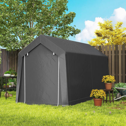 3.6 x 2.1m Portable Outdoor Storage Shed with Window - Dark Grey