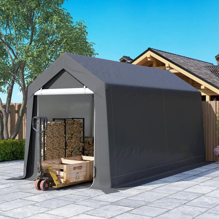 3.6 x 2.1m Portable Outdoor Storage Shed with Window - Dark Grey