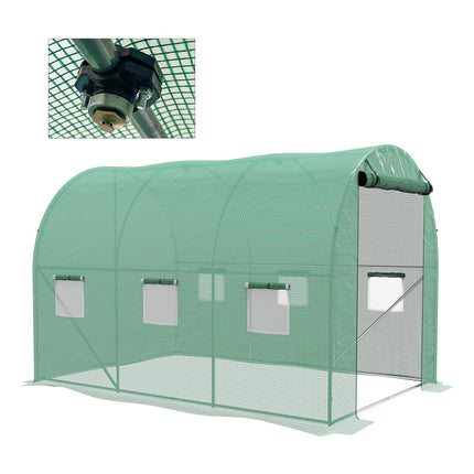 3 x 2 Metre Polytunnel Greenhouse with Integrated Sprinkler System - Green
