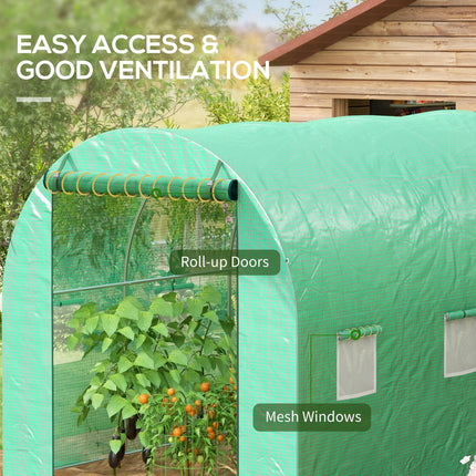 3 x 2 Metre Polytunnel Greenhouse with Integrated Sprinkler System - Green