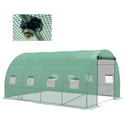 4 x 3 Metre Polytunnel Greenhouse with Integrated Sprinkler System - Green