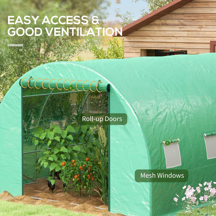 4 x 3 Metre Polytunnel Greenhouse with Integrated Sprinkler System - Green