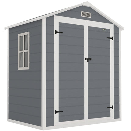 6x4.5 Garden Storage Shed with Lock, Window & Ventilation - Grey