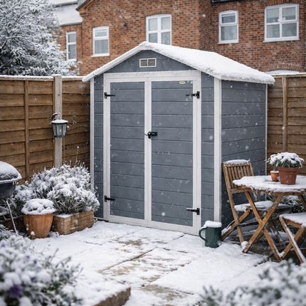6x4.5 Garden Storage Shed with Lock, Window & Ventilation - Grey