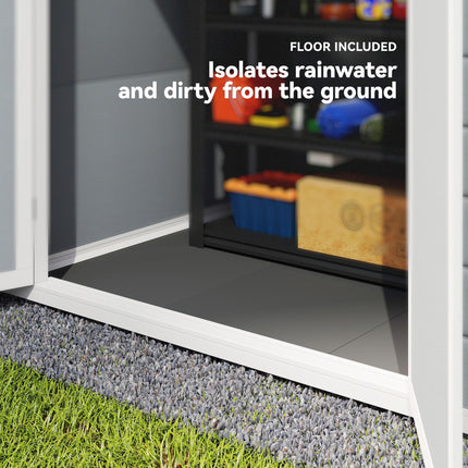 6x4.5 Garden Storage Shed with Lock, Window & Ventilation - Grey