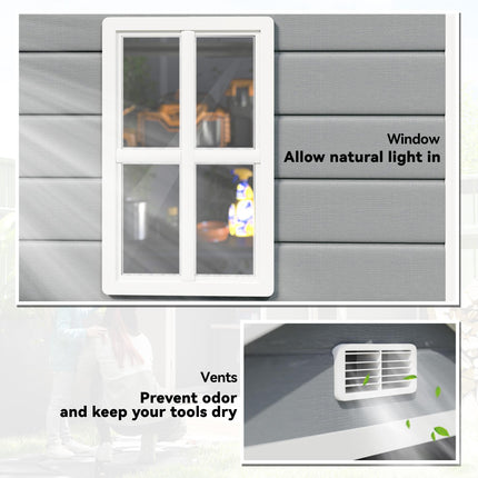 6x4.5 Garden Storage Shed with Lock, Window & Ventilation - Grey