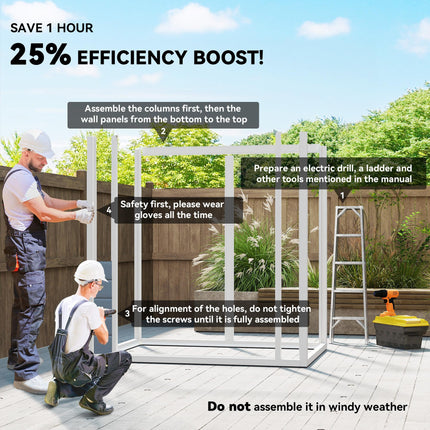 6x4.5 Garden Storage Shed with Lock, Window & Ventilation - Grey
