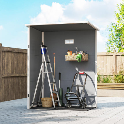 5 Foot Outdoor Storage Shed with Lockable Door and Window - Grey