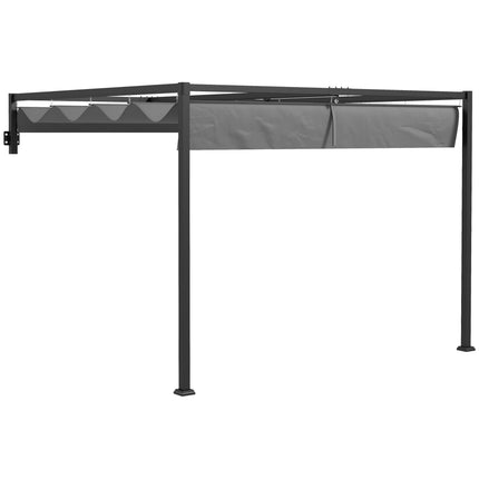 3 x 4m Metal Lean To Pergola with Retractable Roof - Grey
