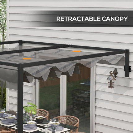 3 x 4m Metal Lean To Pergola with Retractable Roof - Grey