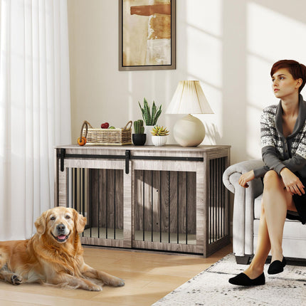 XL Dog Crate Furniture with Removable Cushion 118x60x73 cm - Brown