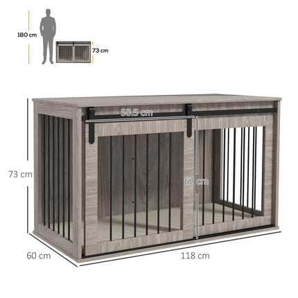 XL Dog Crate Furniture with Removable Cushion 118x60x73 cm - Brown