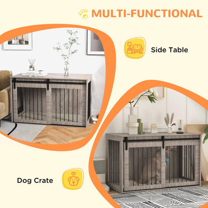 XL Dog Crate Furniture with Removable Cushion 118x60x73 cm - Brown