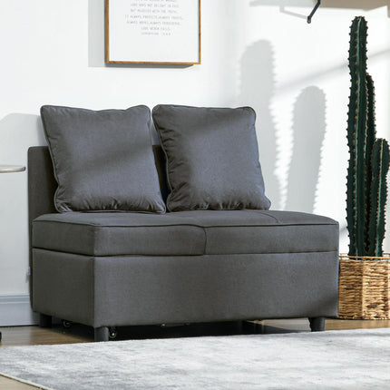 3-in-1 Convertible Chair Bed with 5-Level Adjustable Backrest and Pillows - Grey