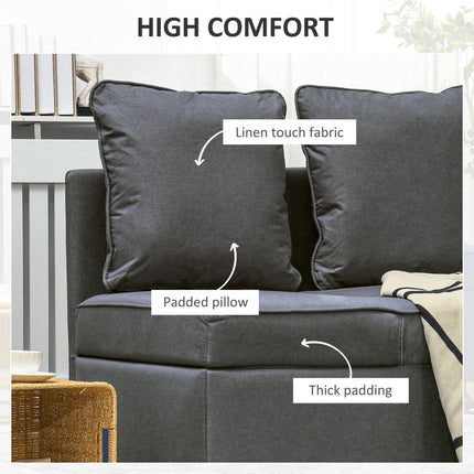 3-in-1 Convertible Chair Bed with 5-Level Adjustable Backrest and Pillows - Grey