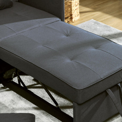 3-in-1 Convertible Chair Bed with 5-Level Adjustable Backrest and Pillows - Grey