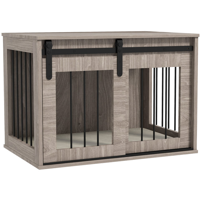 Medium Dog Crate Furniture with Removable Cushion 80x54x57 cm - Brown