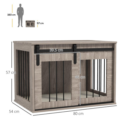 Medium Dog Crate Furniture with Removable Cushion 80x54x57 cm - Brown