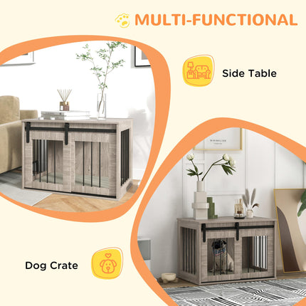 Medium Dog Crate Furniture with Removable Cushion 80x54x57 cm - Brown