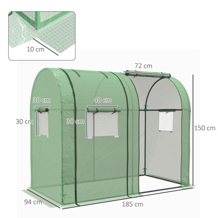Portable 2-Room Tomato Greenhouse with Roll-Up Doors & Mesh Windows - Green
