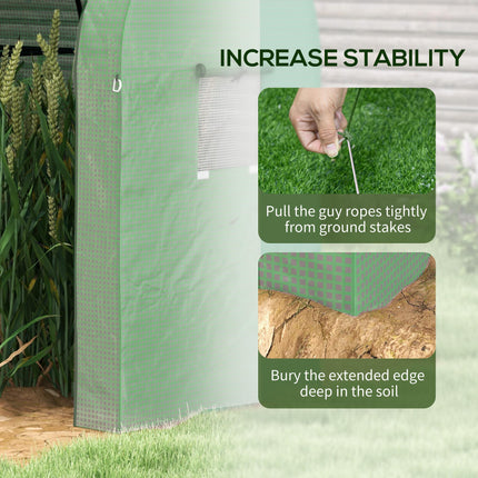Portable 2-Room Tomato Greenhouse with Roll-Up Doors & Mesh Windows - Green