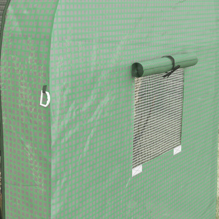 Portable 2-Room Tomato Greenhouse with Roll-Up Doors & Mesh Windows - Green
