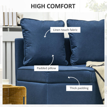 3-in-1 Convertible Chair Bed with 5-Level Adjustable Backrest and Pillows - Blue