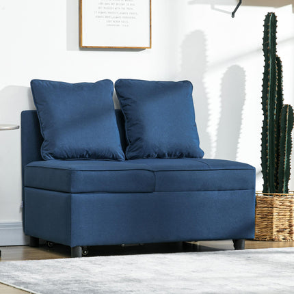 3-in-1 Convertible Chair Bed with 5-Level Adjustable Backrest and Pillows - Blue