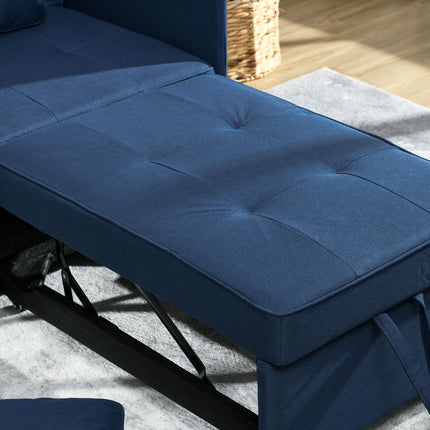 3-in-1 Convertible Chair Bed with 5-Level Adjustable Backrest and Pillows - Blue