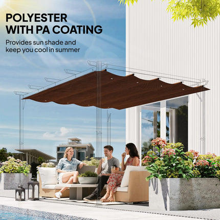 Retractable Pergola Roof Cover 3x2.15m UV30+ Protection - Coffee
