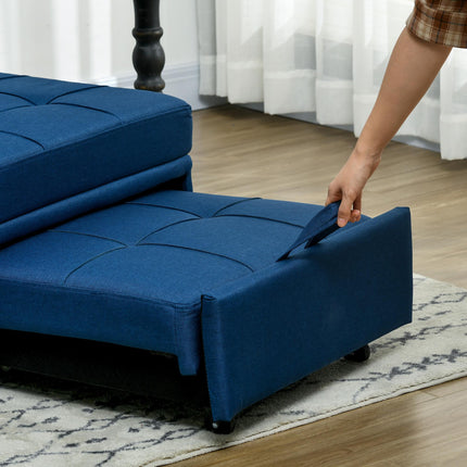 3-in-1 Convertible Sleeper Chair Bed with Adjustable Recliner, Wheels & Pillow - Blue