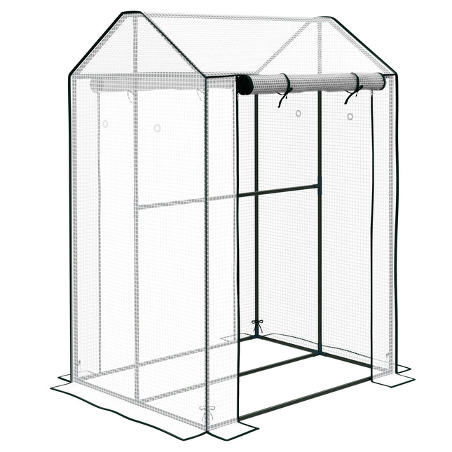 Green House, Mini Greenhouse with 2 Roll-up Doors, Vent Holes and Reinforced Cover, 100 x 80 x 150cm