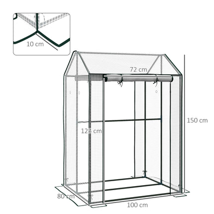 Green House, Mini Greenhouse with 2 Roll-up Doors, Vent Holes and Reinforced Cover, 100 x 80 x 150cm