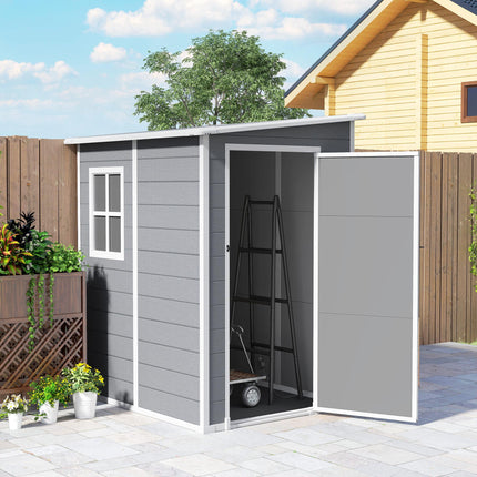 4x5ft Lockable Garden Storage Shed with Window and Ventilation - Grey