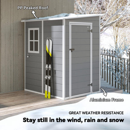 4x5ft Lockable Garden Storage Shed with Window and Ventilation - Grey