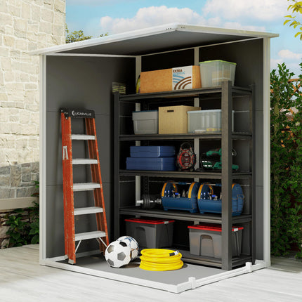 4x5ft Lockable Garden Storage Shed with Window and Ventilation - Grey